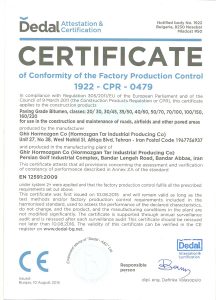 Dedal Attestation and Certification–Paving Grade Bitumen Certificate