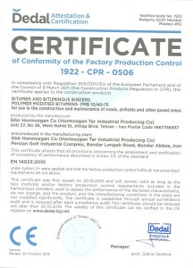 Dedal Attestation and Certification–Catonic Bituminous Emulsion Certificate